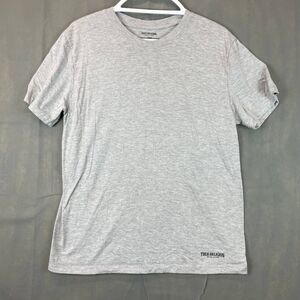 True Religion T-Shirt Men’s Large Gray Logo Casual Crew Neck Tee Short Sleeve